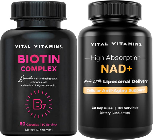 Biotin Complex Capsules with NAD+ for Vital Vitamins Support