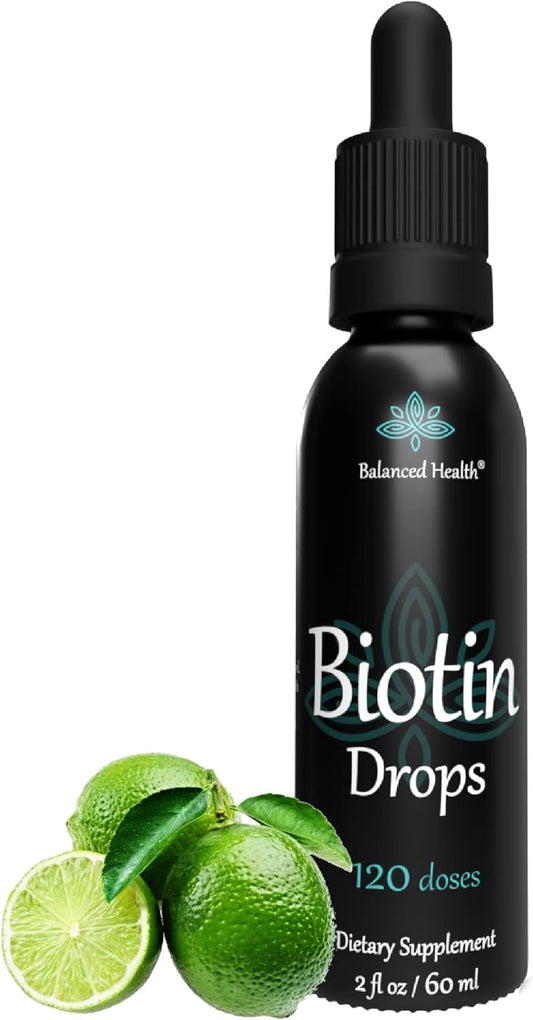 Biotin Drops for Healthy Hair, Skin, and Nails - 120 Servings, 2oz, Lemon Flavor
