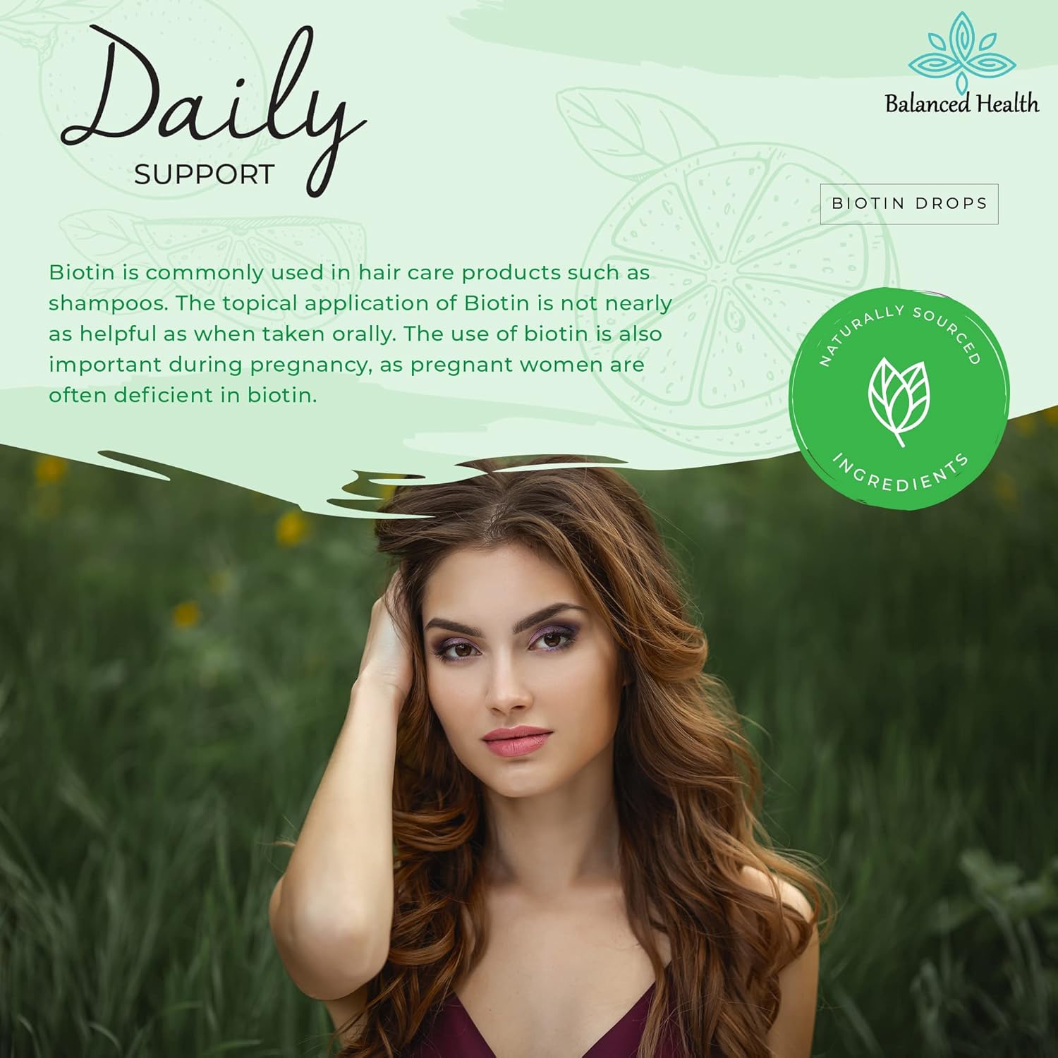 Biotin Drops for Healthy Hair, Skin, and Nails - 120 Servings, 2oz, Lemon Flavor