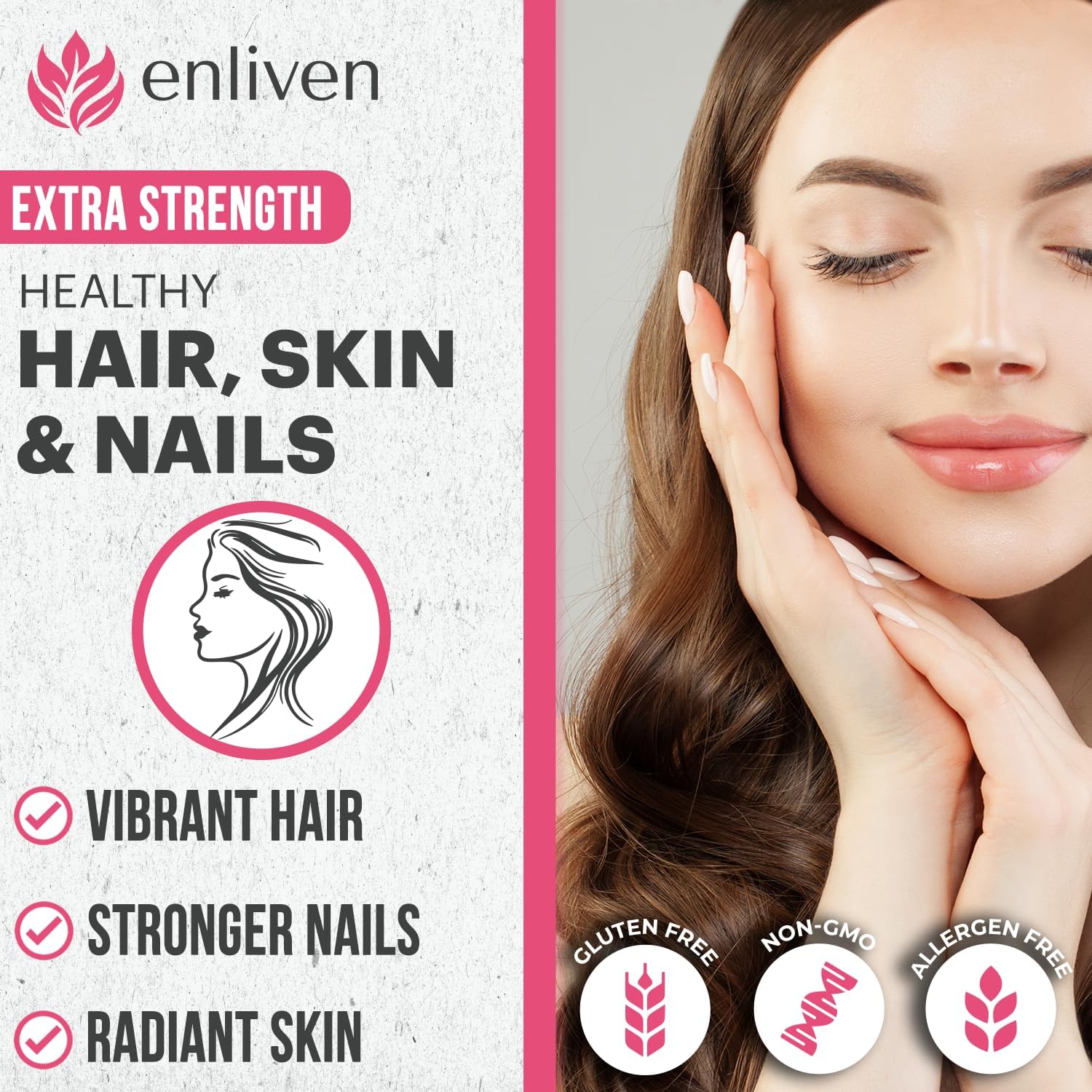 Biotin Gummies 5000mcg for Hair Growth, Skin Care, and Nails - Berry Flavor (60 Gummies) by enliven