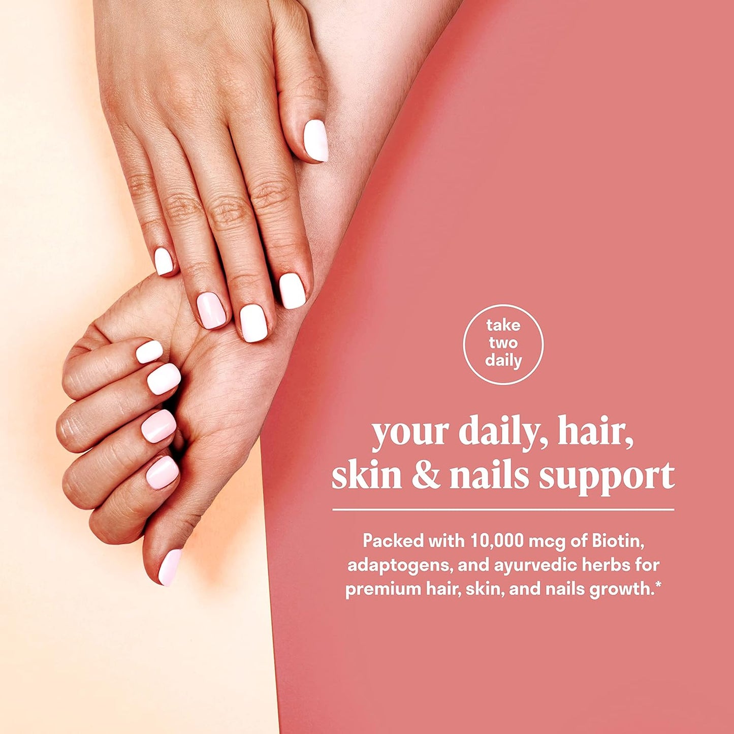 Biotin Hair Vitamins with Essential Vitamins & Adaptogens for Hair, Skin, & Nails - Vegan & Non-GMO Supplement for Health & Growth - 60 Capsules