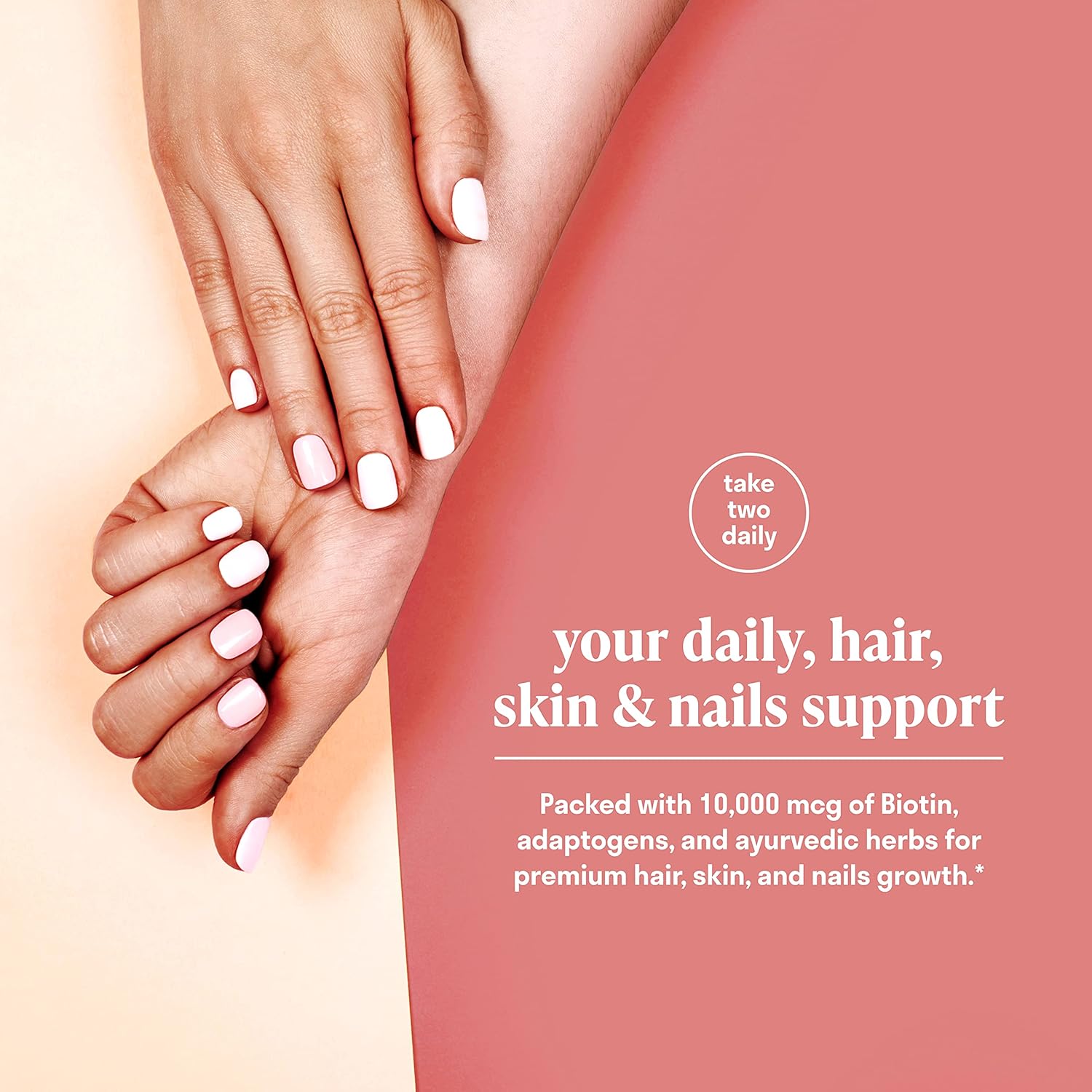 Biotin Hair Vitamins with Essential Vitamins & Adaptogens for Hair, Skin, & Nails - Vegan & Non-GMO Supplement for Health & Growth - 60 Capsules