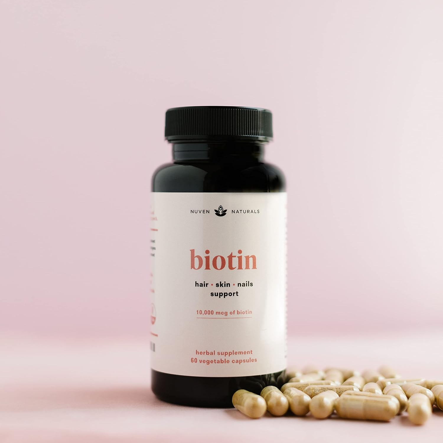 Biotin Hair Vitamins with Essential Vitamins & Adaptogens for Hair, Skin, & Nails - Vegan & Non-GMO Supplement for Health & Growth - 60 Capsules