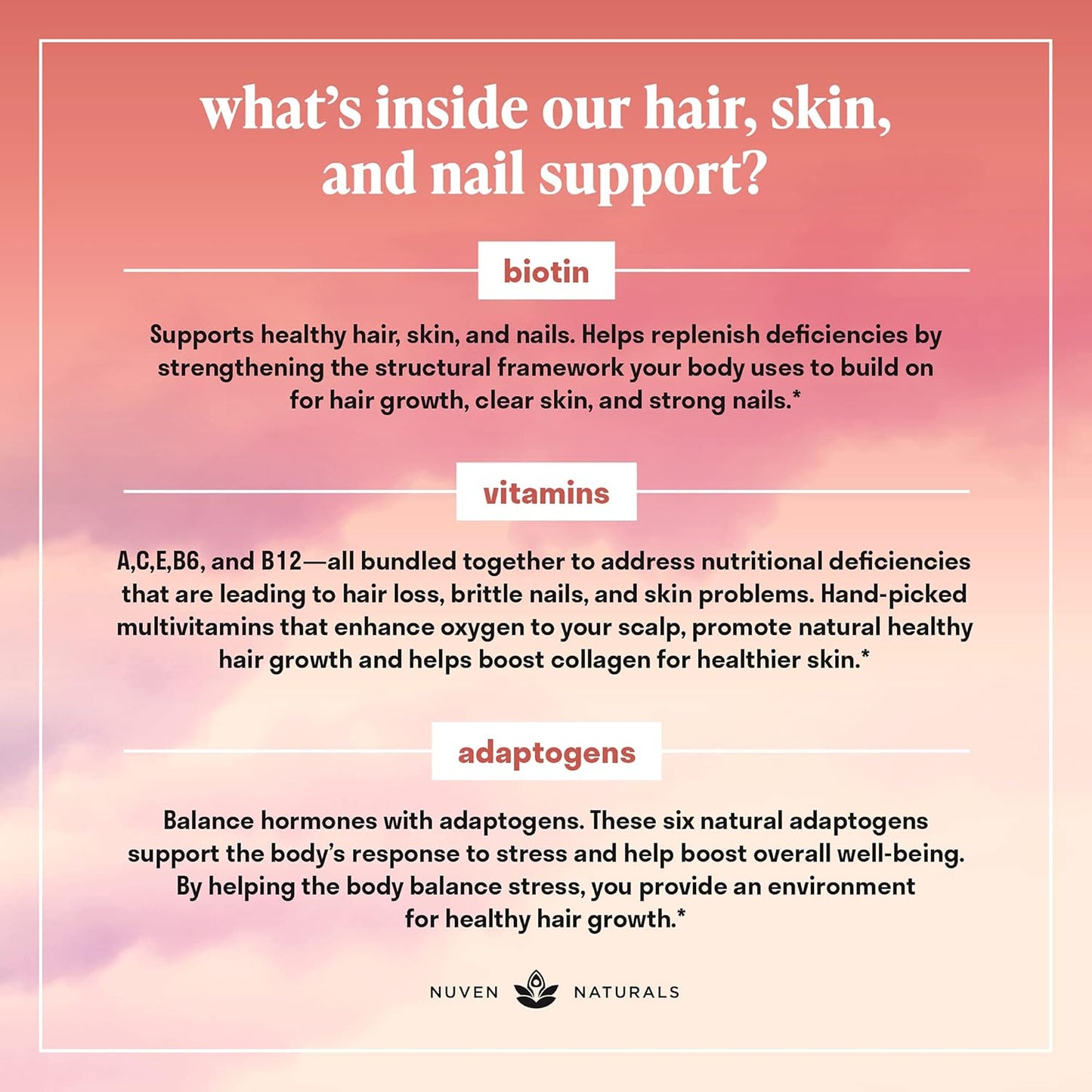 Biotin Hair Vitamins with Essential Vitamins & Adaptogens for Hair, Skin, & Nails - Vegan & Non-GMO Supplement for Health & Growth - 60 Capsules