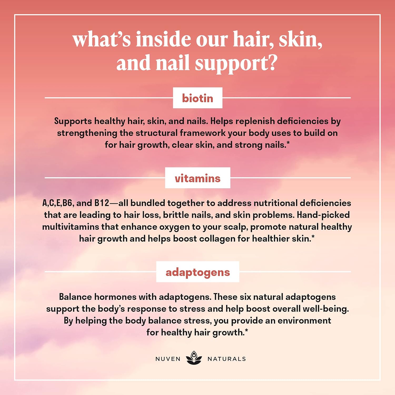 Biotin Hair Vitamins with Essential Vitamins & Adaptogens for Hair, Skin, & Nails - Vegan & Non-GMO Supplement for Health & Growth - 60 Capsules