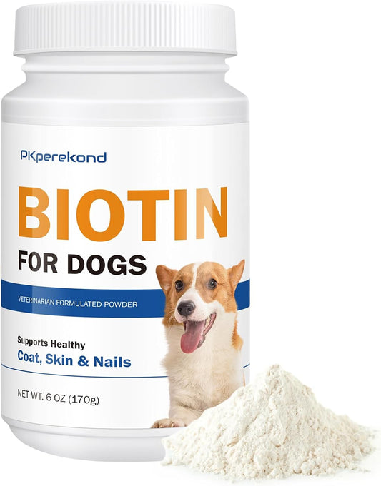 Biotin Powder Supplement for Dogs - Promotes Healthy Skin, Shiny Coat, and Strong Nails - 6 oz