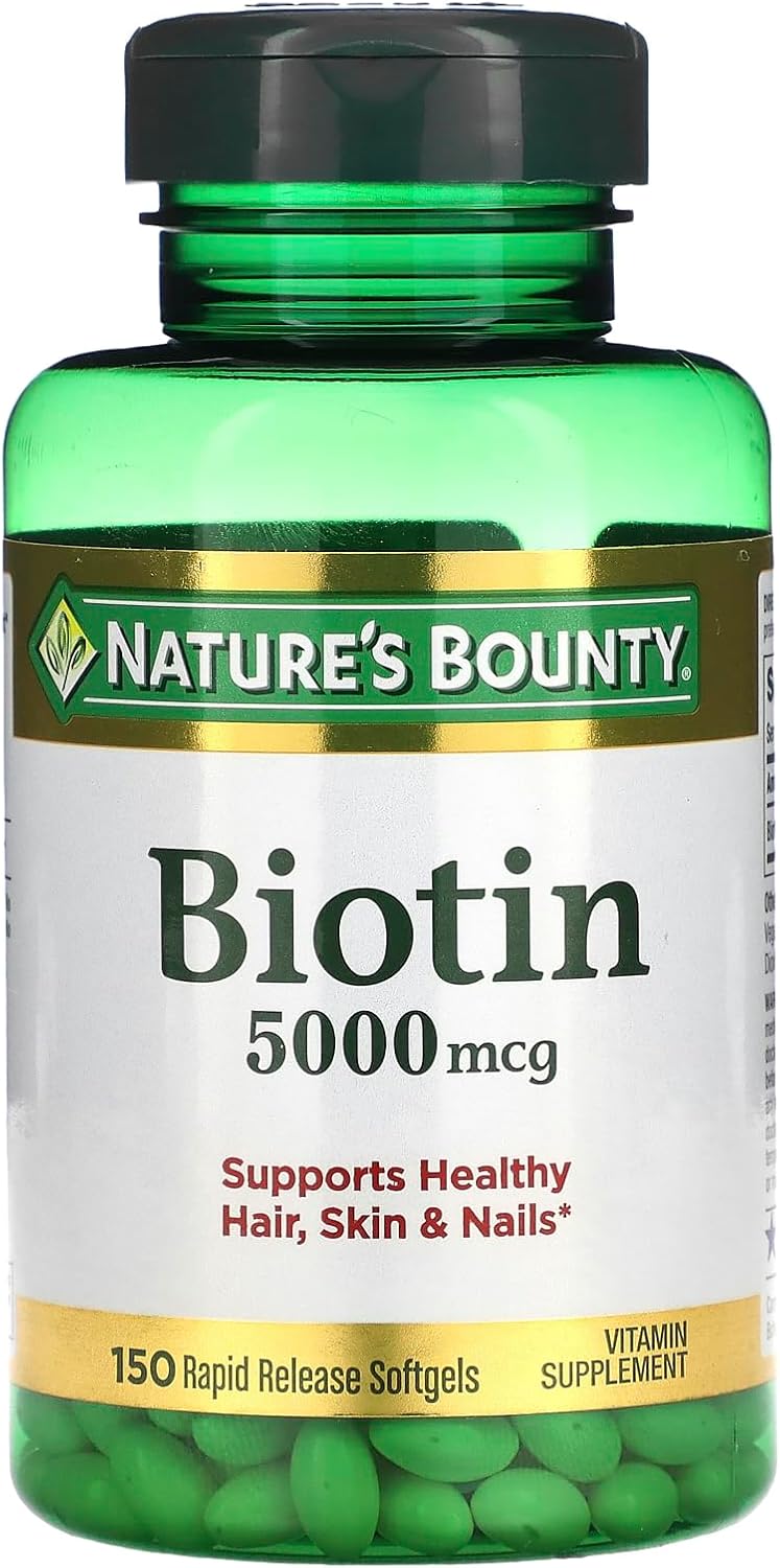 Biotin Vitamin Supplement for Cellular Energy & Hair, Skin, Nails - 5000 mcg, 150 Softgels