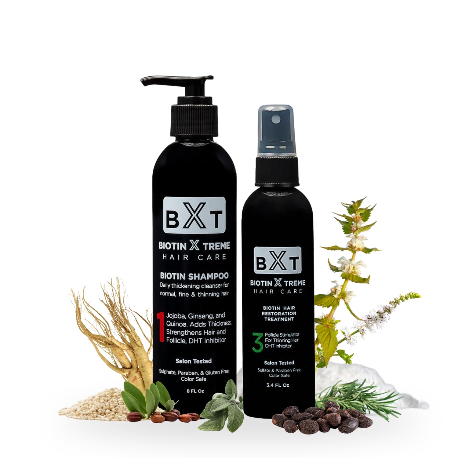 Biotin X Treme Hair Growth Bundle: Natural Shampoo & Hair Restoration Spray - DHT Blocker, Follicle Stimulator, Sulfate-Free, Paraben-Free for Thinning Hair & Hair Loss - 8 oz