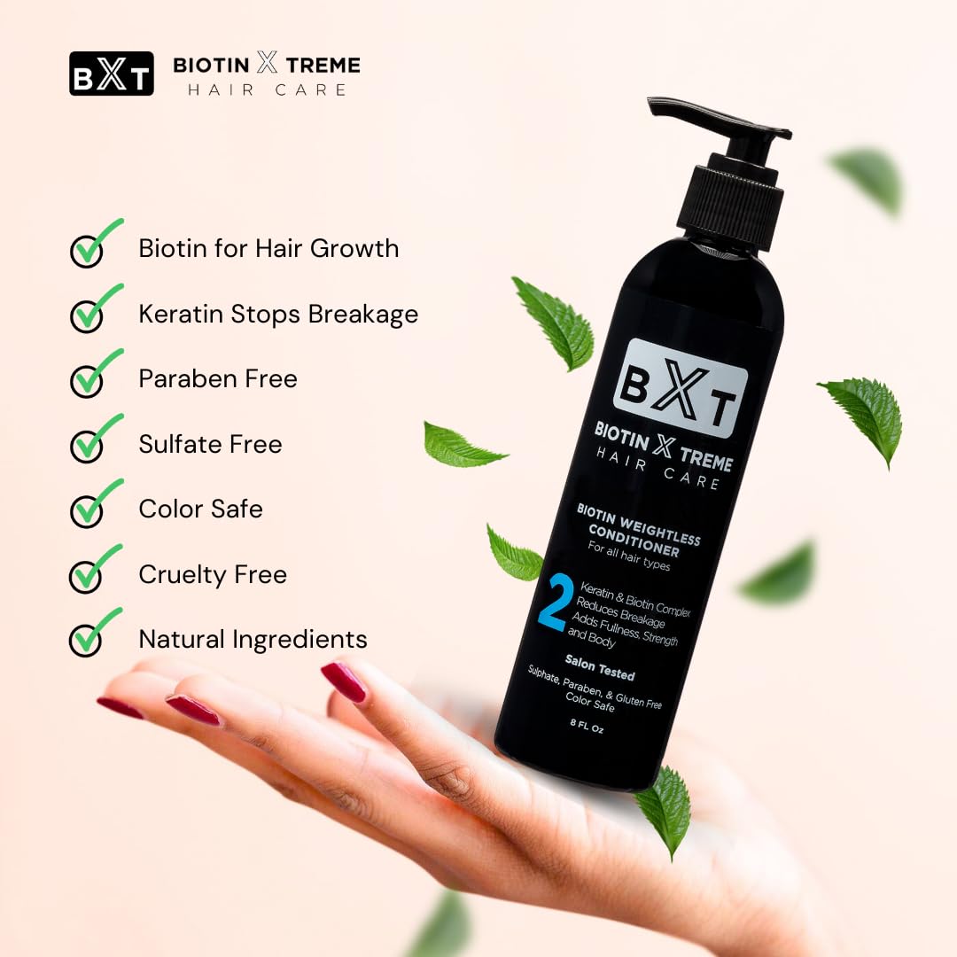 Biotin X Treme Hair Growth Bundle: Natural Shampoo & Hair Restoration Spray - DHT Blocker, Follicle Stimulator, Sulfate-Free, Paraben-Free for Thinning Hair & Hair Loss - 8 oz