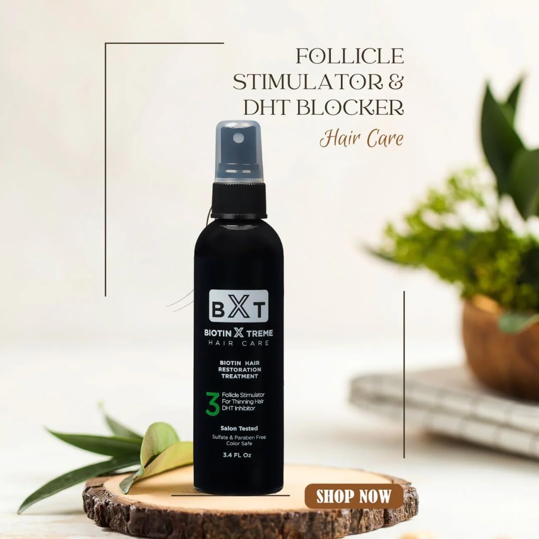 Biotin X Treme Hair Growth Bundle: Natural Shampoo & Hair Restoration Spray - DHT Blocker, Follicle Stimulator, Sulfate-Free, Paraben-Free for Thinning Hair & Hair Loss - 8 oz