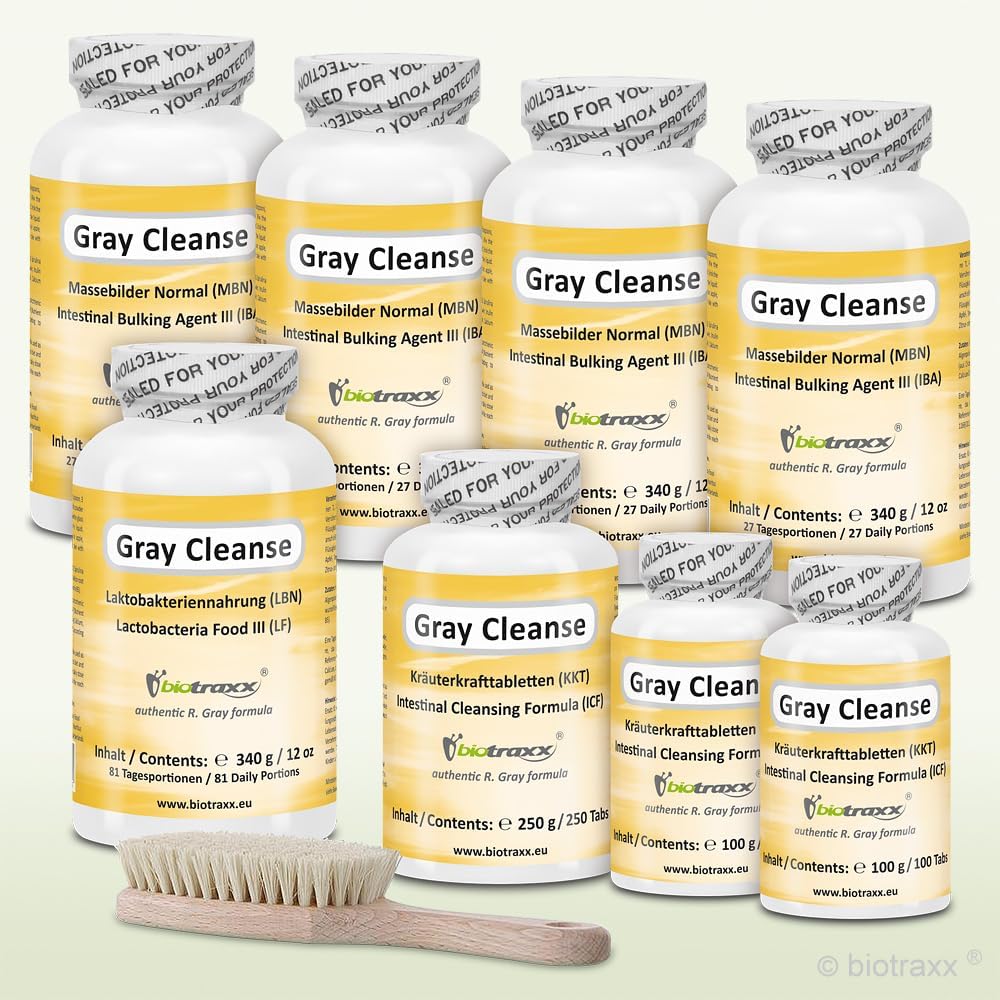 Biotraxx R. Gray Complete Pack - 9 Piece Bundle for Normal Colon Care and Cleansing with Powder Blend