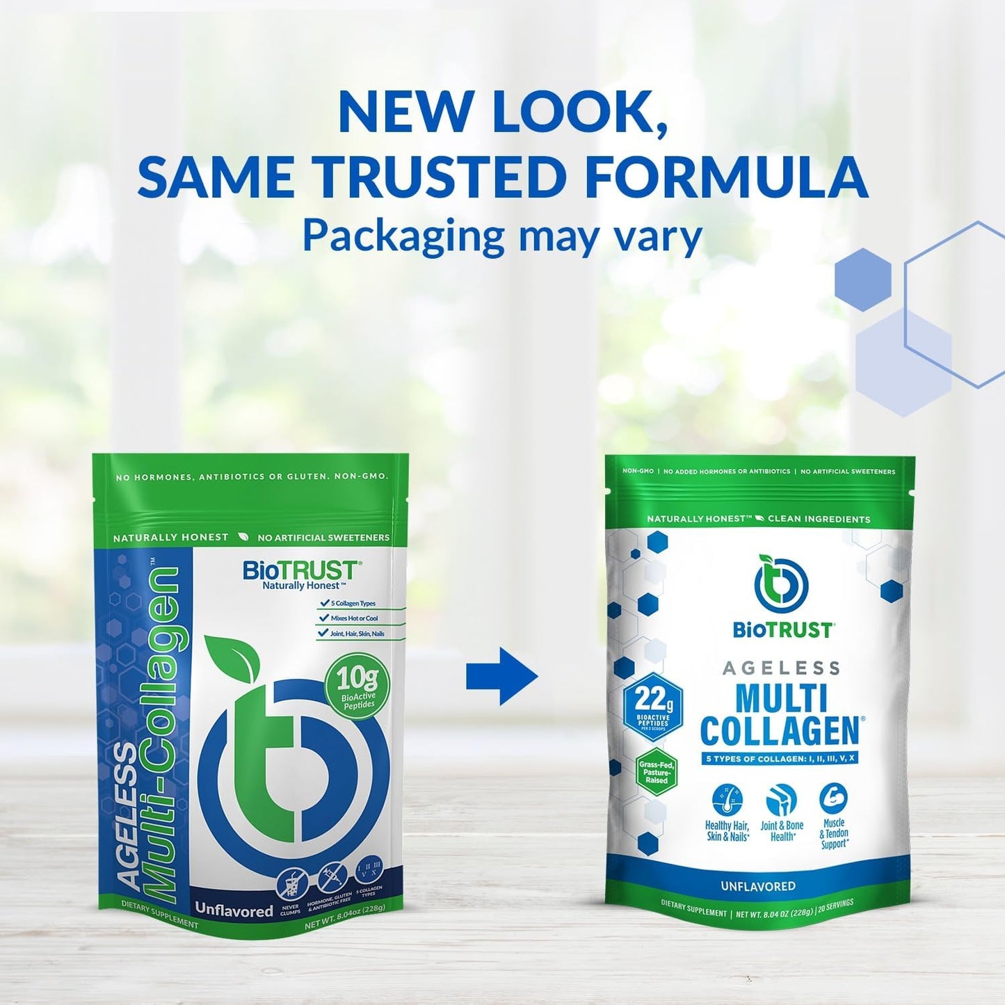 BioTrust Ageless Multi Collagen Peptides Powder - Unflavored Hydrolyzed Protein with 5 Types of Collagen for Women & Men - Grass Fed Sources