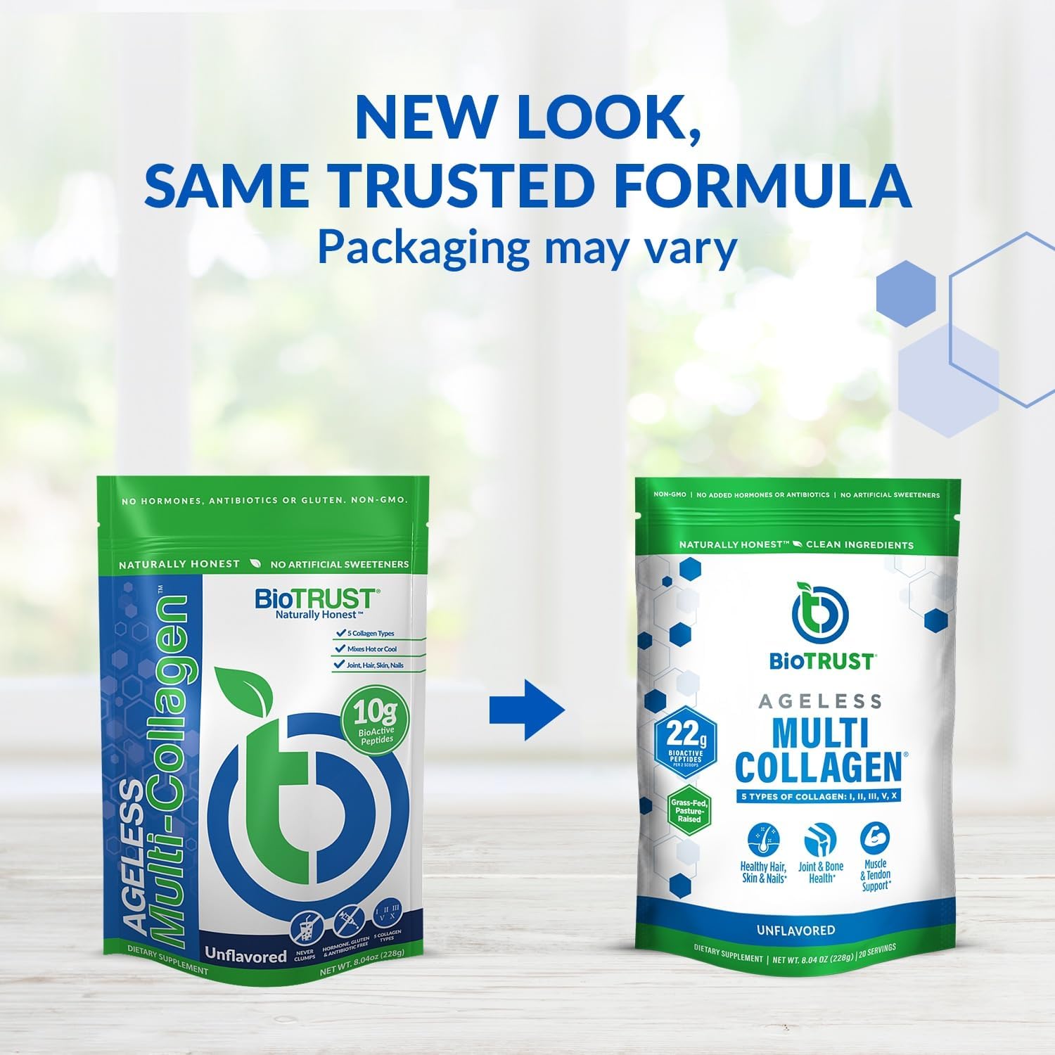 BioTrust Ageless Multi Collagen Peptides Powder - Unflavored Hydrolyzed Protein with 5 Types of Collagen for Women & Men - Grass Fed Sources