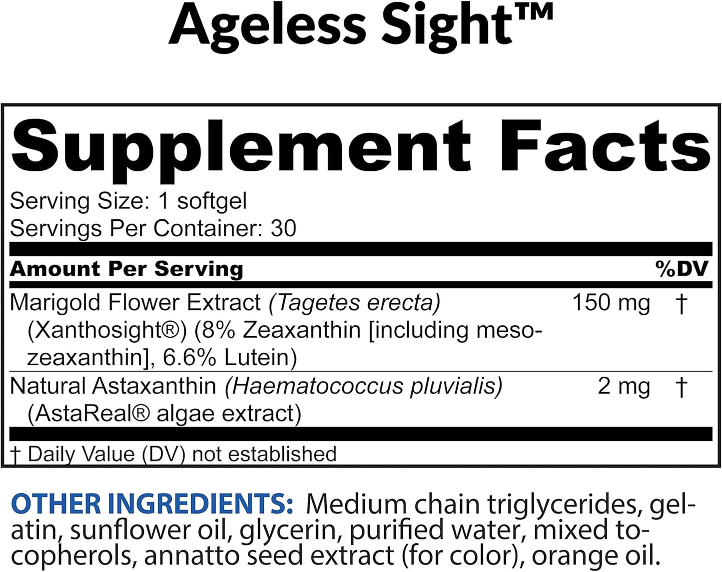 BioTRUST Ageless Sight: Blue Light Protection for Eye Health, Visual Performance, & Brain Health - 30 Soft gels, Non-GMO & Gluten-Free