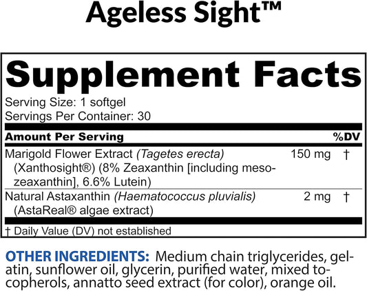 BioTRUST Ageless Sight: Blue Light Protection for Eye Health, Visual Performance, & Brain Health - 30 Soft gels, Non-GMO & Gluten-Free