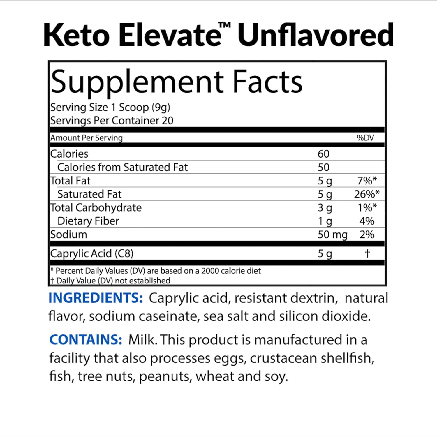 BioTrust Unflavored Keto Elevate Pure C8 MCT Oil Powder with BlenderBottle Bundle