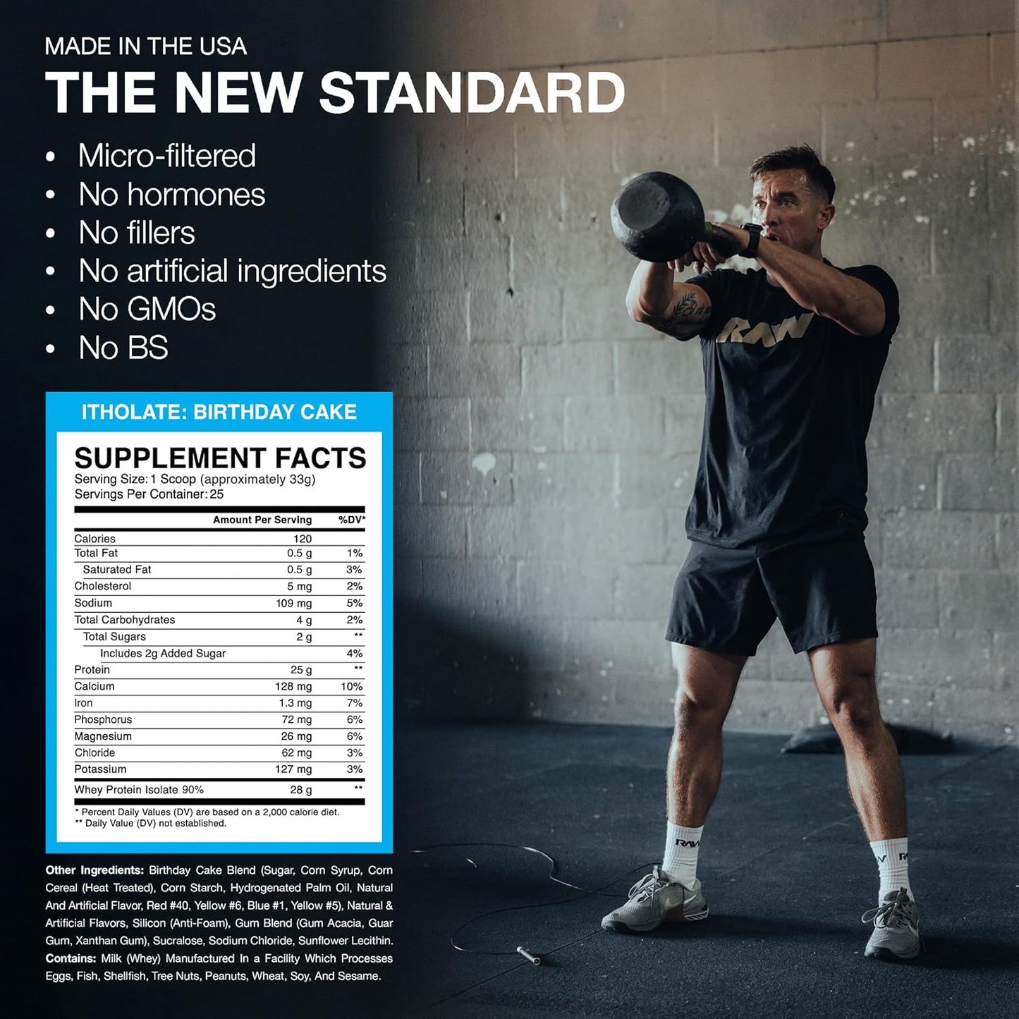 Birthday Cake Whey Isolate Protein Powder - Grass-Fed Sports Nutrition for Muscle Growth & Recovery - Low-Fat, Low Carb - 25 Servings