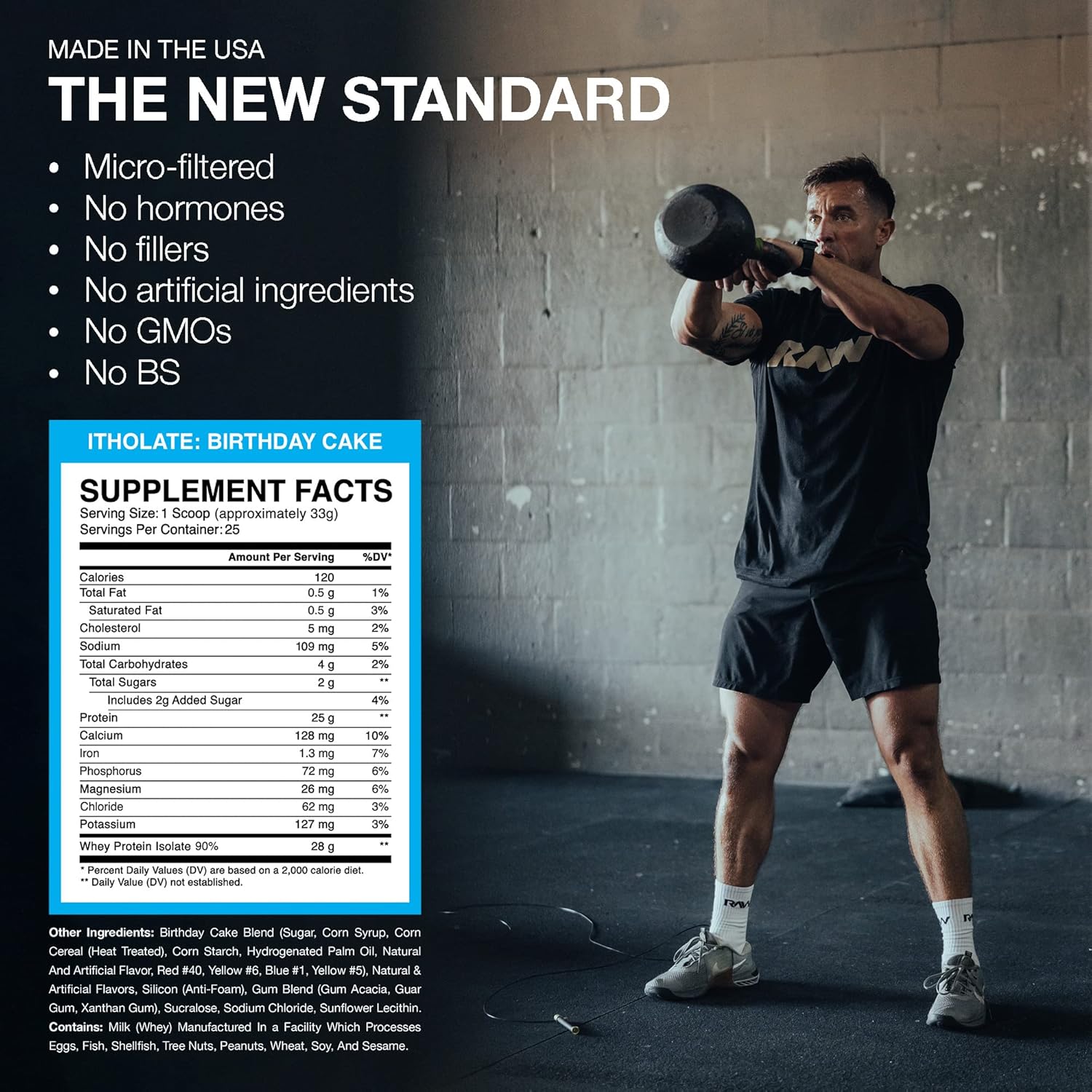 Birthday Cake Whey Isolate Protein Powder - Grass-Fed Sports Nutrition for Muscle Growth & Recovery - Low-Fat, Low Carb - 25 Servings