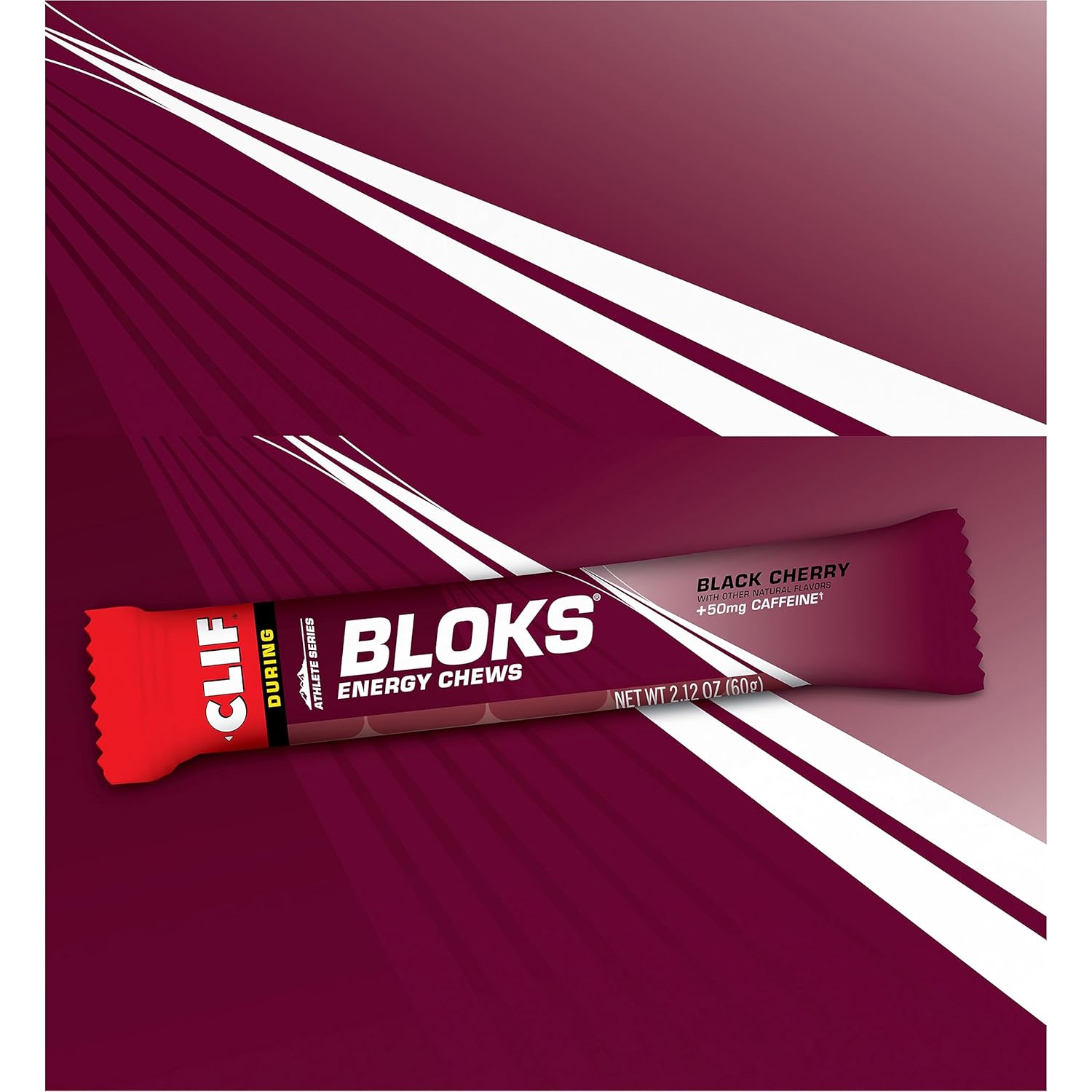 Black Cherry Caffeinated CLIF BLOKS - Plant Based Energy Chews for Cycling and Running - Non-GMO Fast Fuel with Carbohydrates and Electrolytes - 18 Count