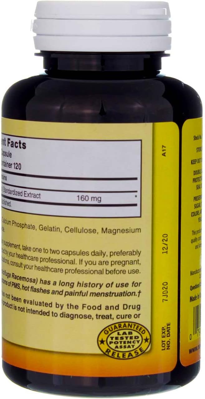 Black Cohosh CP 160MG 120 Capsules by Nature's Blend - Menopause Support Supplement