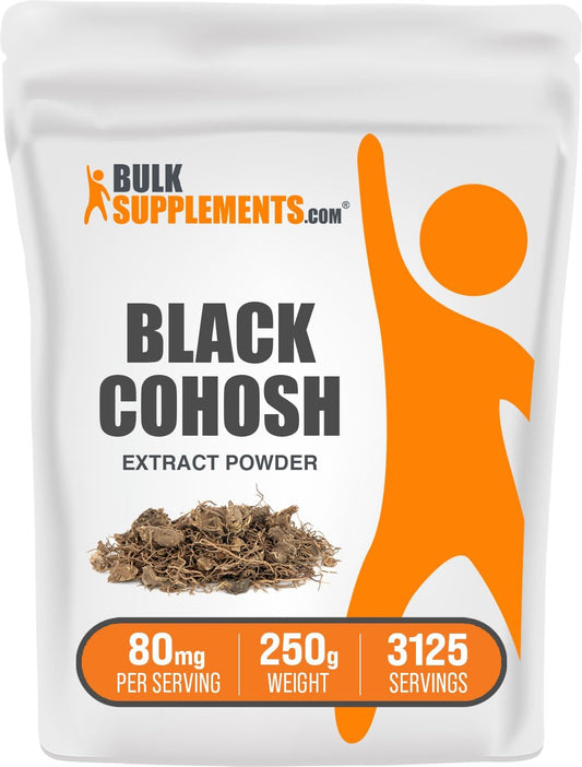 Black Cohosh Extract Powder - Vegan Supplement, 80mg per Serving, 250g - Bulk Size