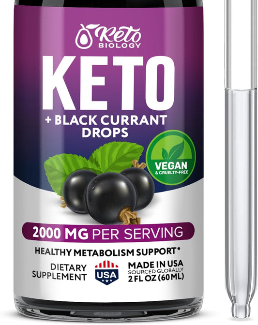 Black Currant Seed Oil Extract and Keto Drops - Natural Keto Liquid Supplement - Advanced Ketones Formula - Made in USA - 2 fl oz