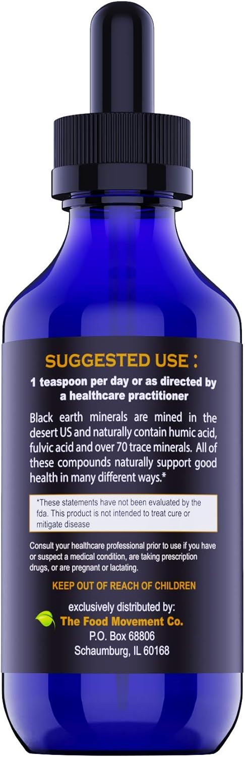 Black Earth Silver 20ppm 4 oz Dropper - Vegan Colloidal Silver Liquid with Humic, Fulvic Acids, Trace Minerals for Digestion, Immune Support
