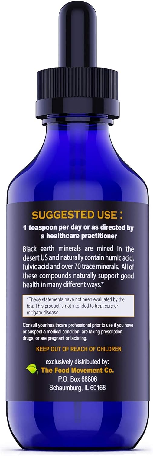 Black Earth Silver 20ppm 4 oz Dropper - Vegan Colloidal Silver Liquid with Humic, Fulvic Acids, Trace Minerals for Digestion, Immune Support