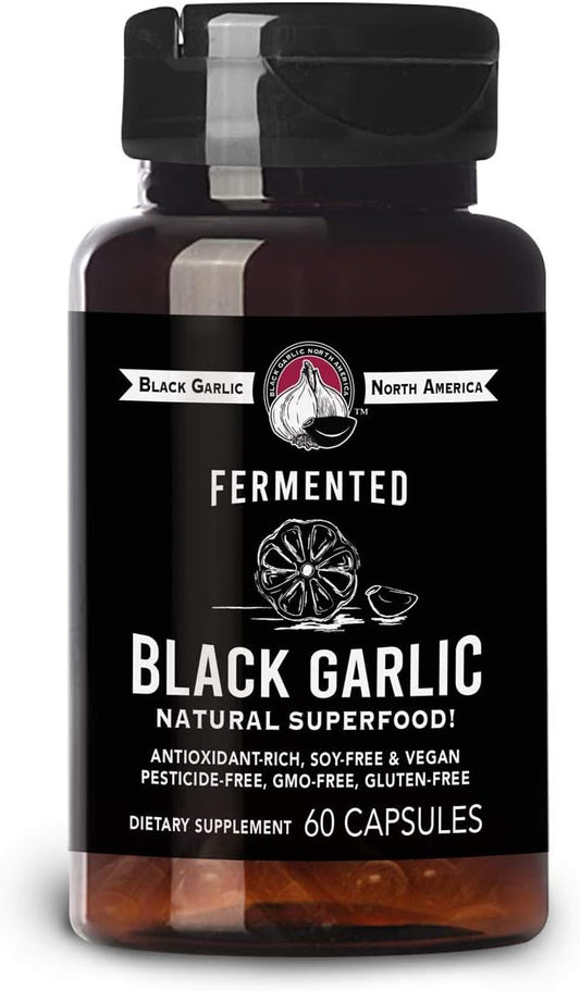 Black Garlic Capsules - Organic Superfood Supplement for Immune Support - 60 Capsules, 30 Day Supply