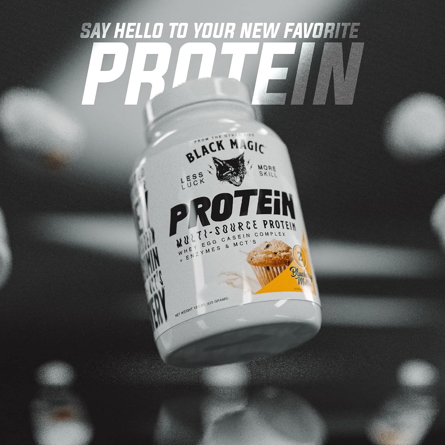 Black Magic Multi-Source Protein Powder - Whey, Egg, Casein Complex with Enzymes & MCT's - Keto-Friendly, Low Sugar - Blueberry Muffin Flavor - 24g Protein - 2 LB - Ideal for Pre/Post Workout