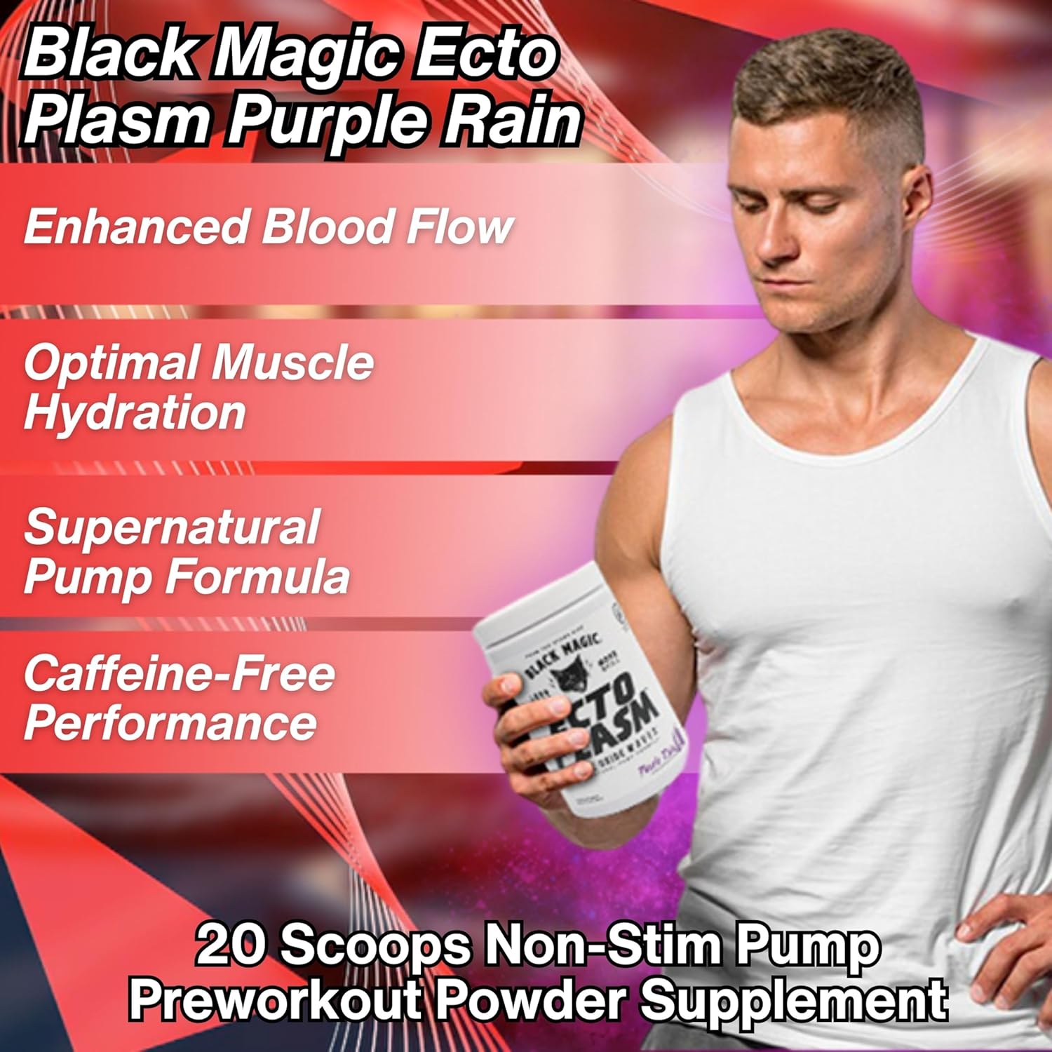 Black Magic Supply Ecto Plasm Compatible Nutrition Bundle - Purple Rain High Volume Pre-Workout Powder with Multi-Purpose Keychain - 20 Scoops Pump Supplement