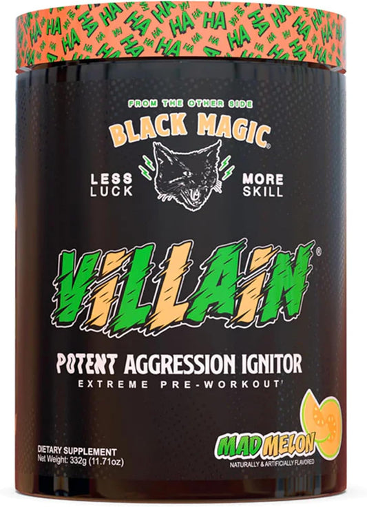 Black Magic Supply Villain High-Stim Nootropic Pre-Workout - Boost Energy, Focus, and Pump - Beta-Alanine, L-Tyrosine, Caffeine - 25 Servings - Mad Melon Flavor