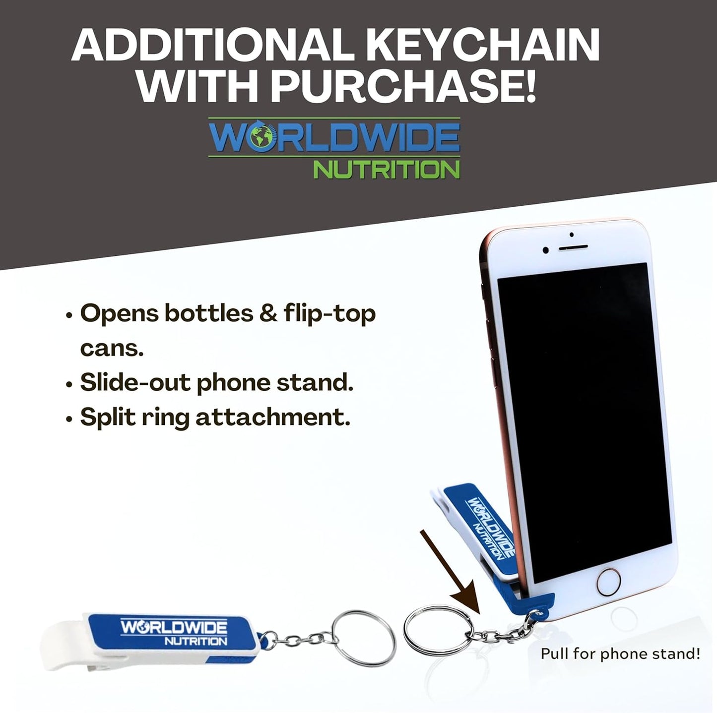 Black Magic Supply Worldwide Nutrition Bundle: Muscle Mass Gaining Protein Powder with Birthday Cake Flavor - 2 LB & Multi Purpose Key Chain