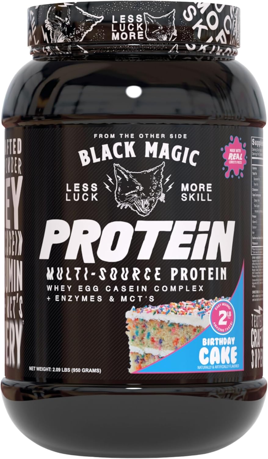 Black Magic Supply Worldwide Nutrition Bundle: Muscle Mass Gaining Protein Powder with Birthday Cake Flavor - 2 LB & Multi Purpose Key Chain
