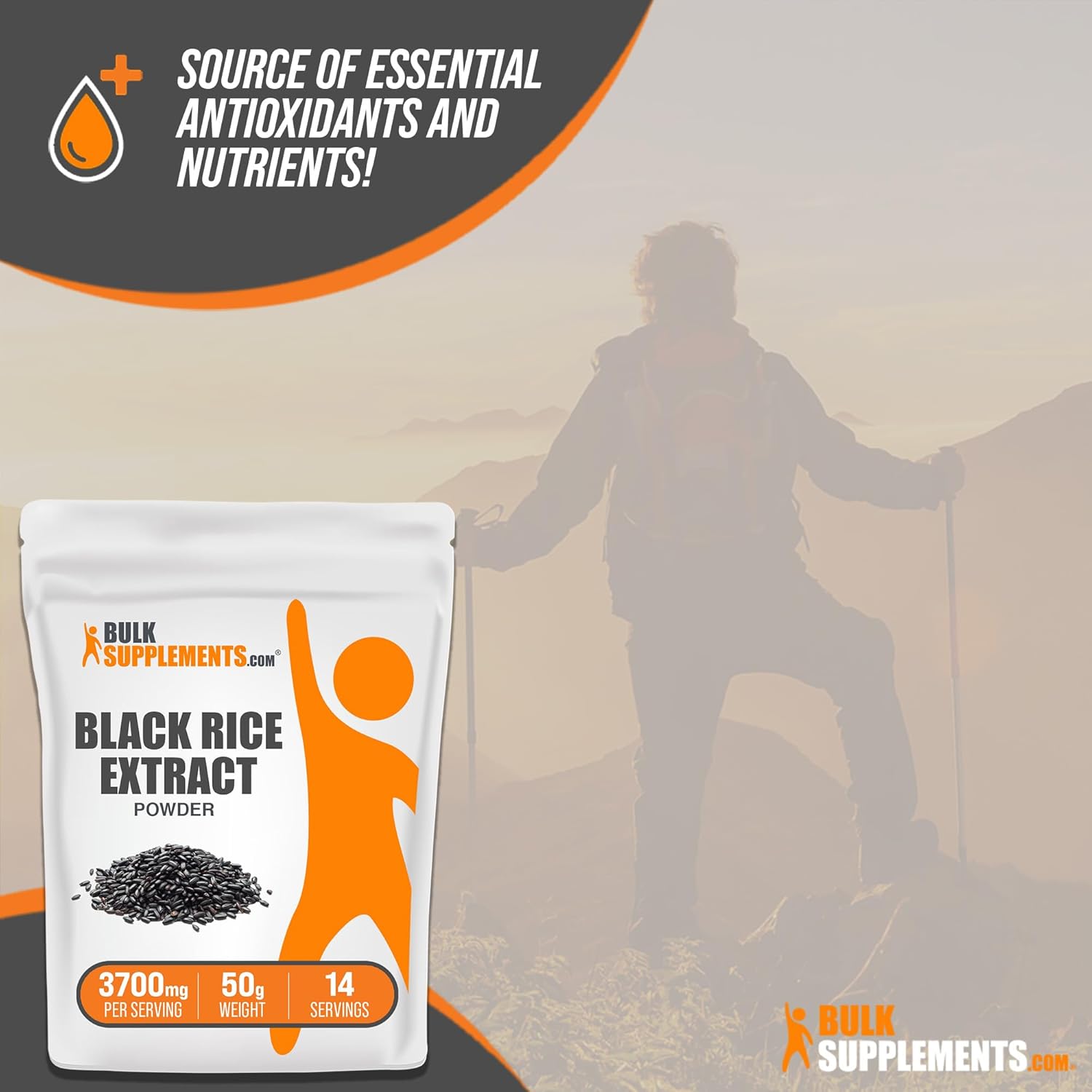 Black Rice Extract Powder - Gluten Free Supplement, 3700mg per Serving - 50g (1.8 oz) - BulkSupplements.com