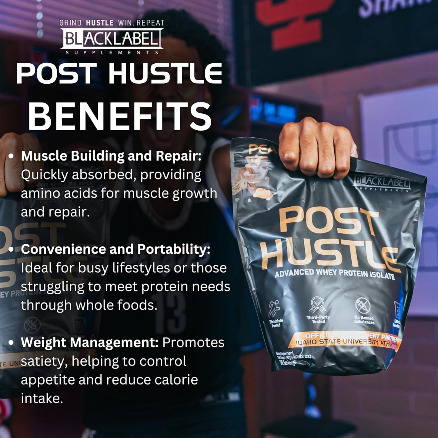 BLACKLABEL Supplements Post Hustle - Advanced Whey Protein Isolate for Muscle Recovery - Birthday Cake Flavor - 30 Servings