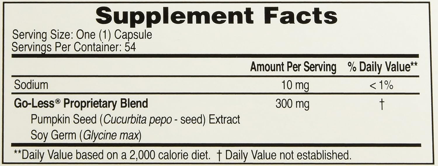 Bladder Control Daily Supplement with Go-Less | Reduces Urgency and Leakage | 54 Capsules