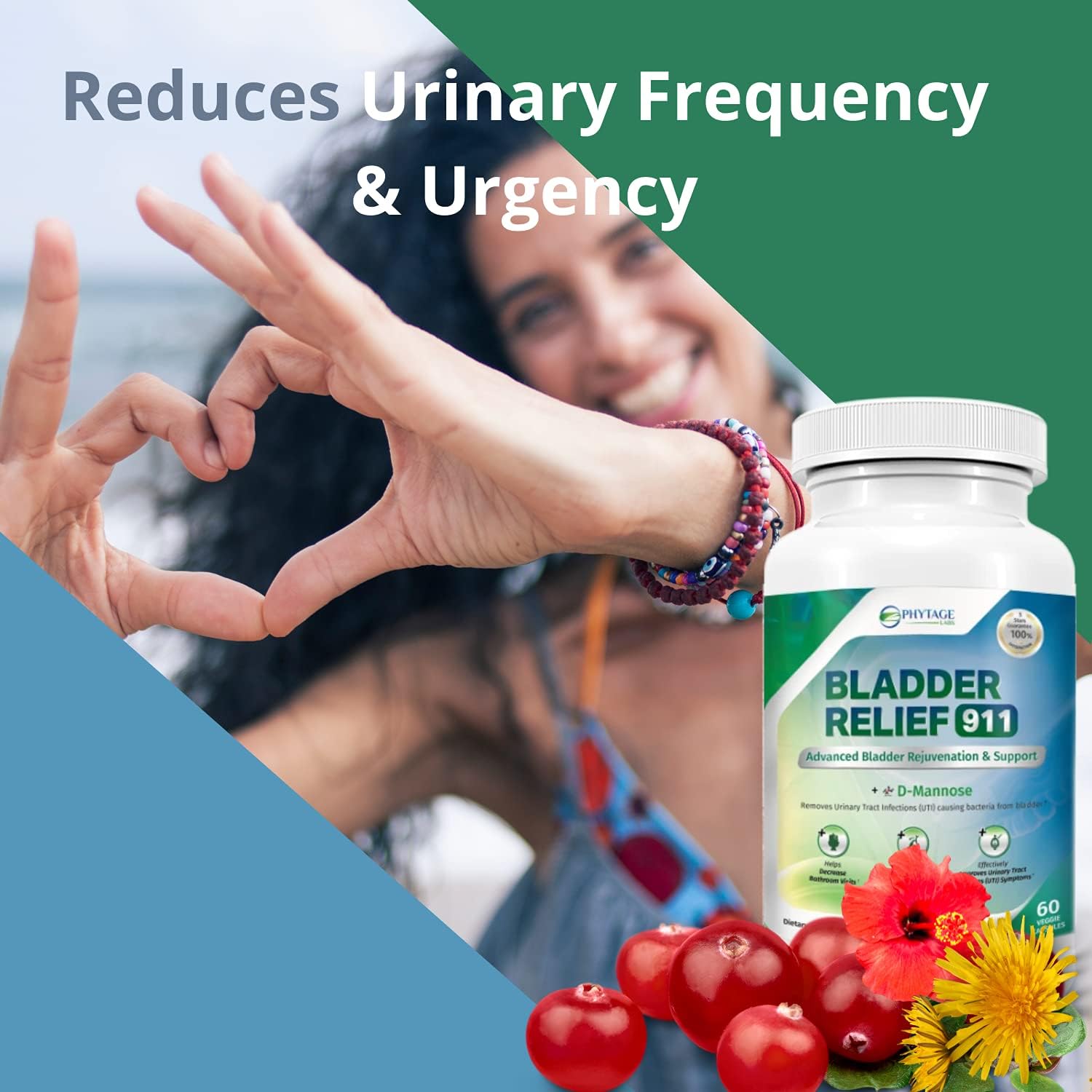 Bladder Relief 911 Detoxifying Strength Supplement - Supports Bladder Health, 60 Veggie Capsules for Men and Women