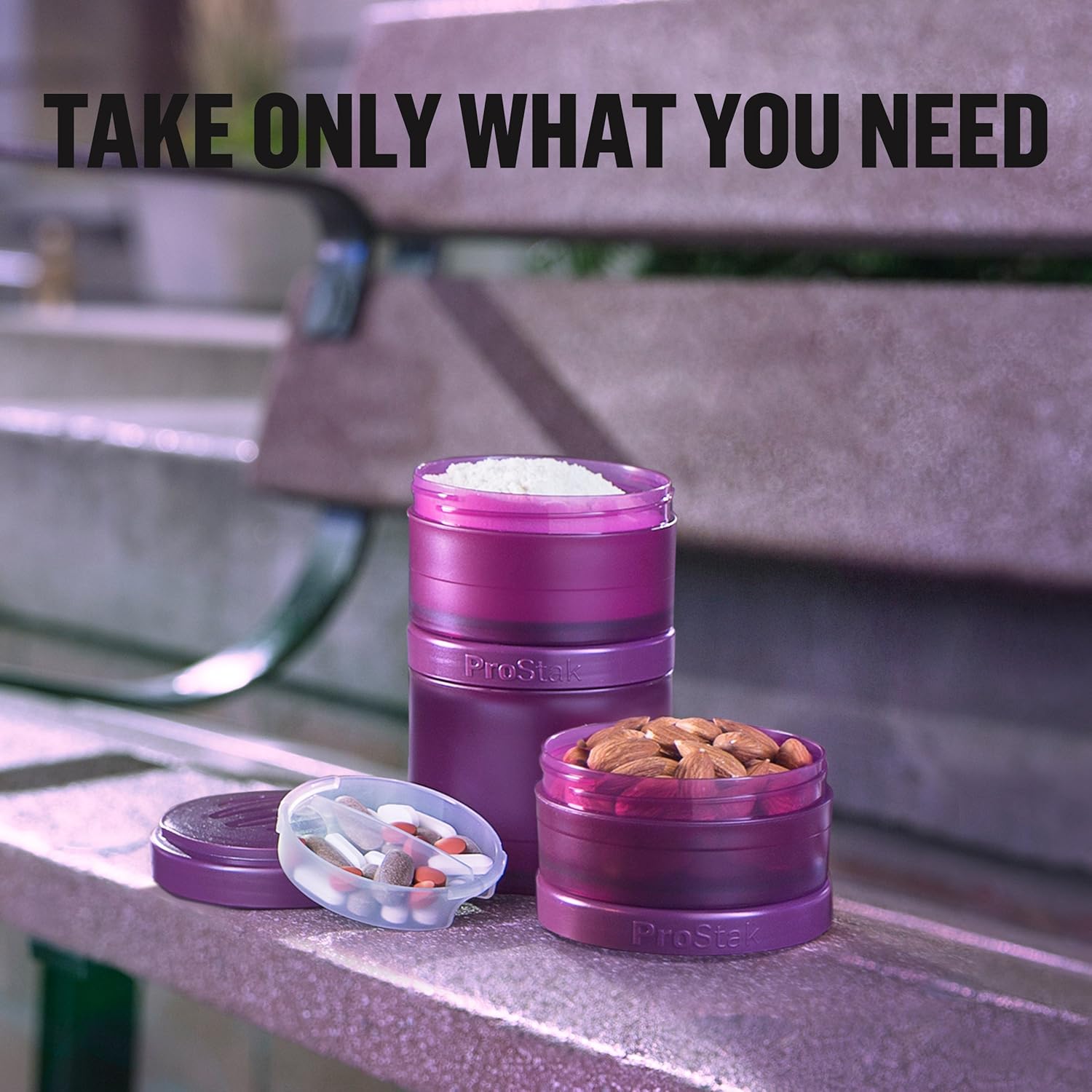 BlenderBottle ProStak Shaker Bottle with Protein Powder Storage and Pill Organizer, 22-Ounce Teal Color