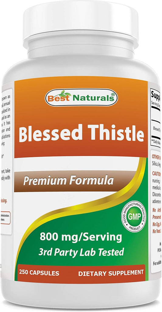 Blessed Thistle Breastfeeding Lactation Capsules - 800mg/Serving - 250 Count by Best Naturals