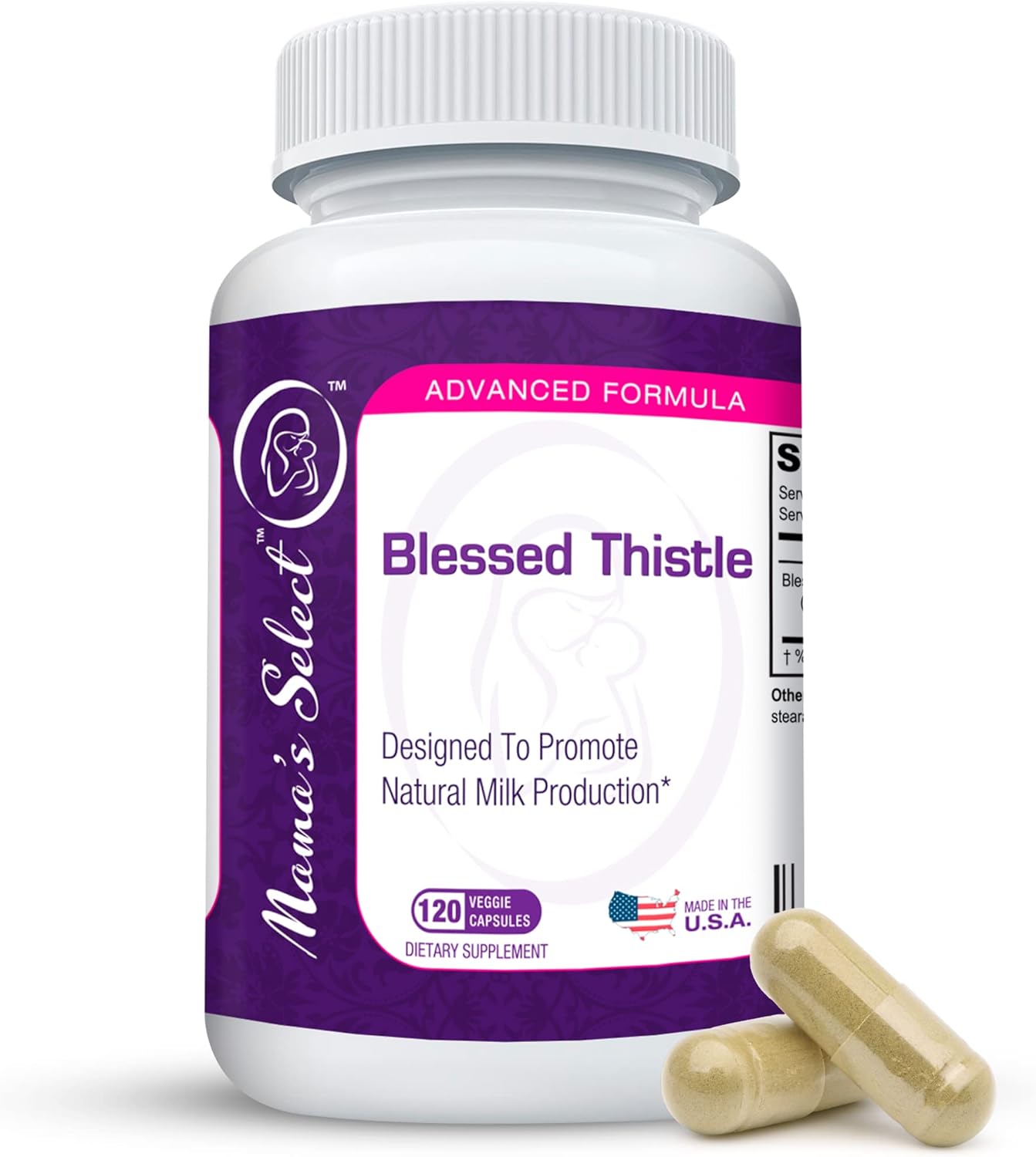 Blessed Thistle Breastfeeding Supplement 800mg - 120 Vegan Capsules for Lactation Support & Increased Breast Milk Production by Mama's Select