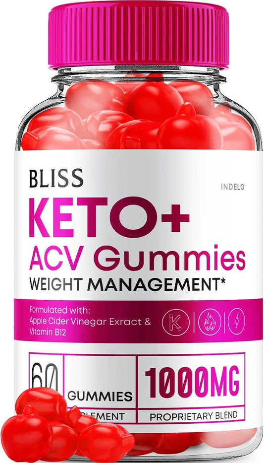 Bliss Keto ACV Gummies for Advanced Slimming Formula - Apple Cider Vinegar Dietary Supplement (60 Gummies)