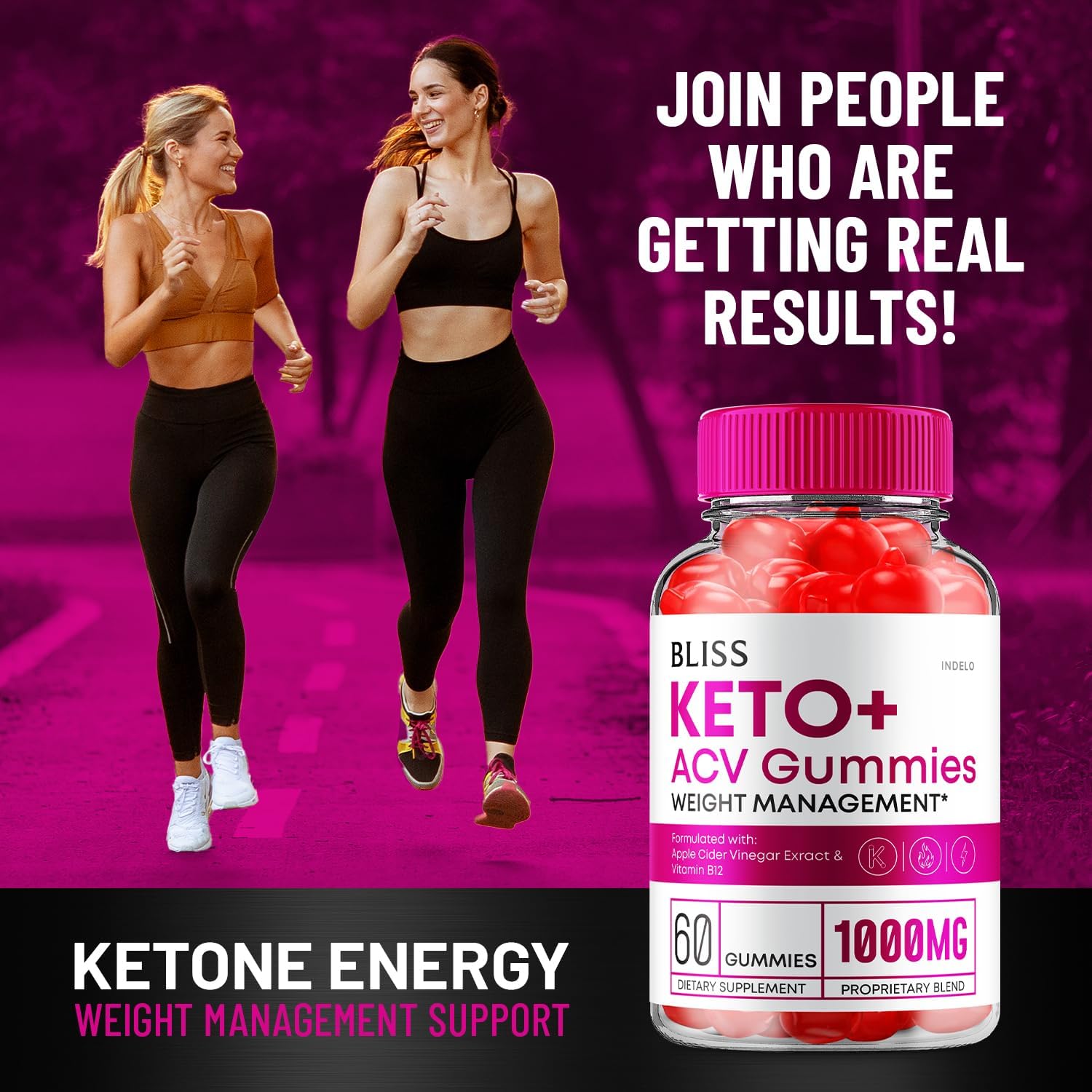 Bliss Keto ACV Gummies for Advanced Slimming Formula - Apple Cider Vinegar Dietary Supplement (60 Gummies)