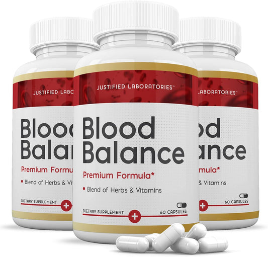 Blood Balance Advanced Formula 620MG Supplement Pills (3 Pack, 180 Capsules) by Justified Laboratories