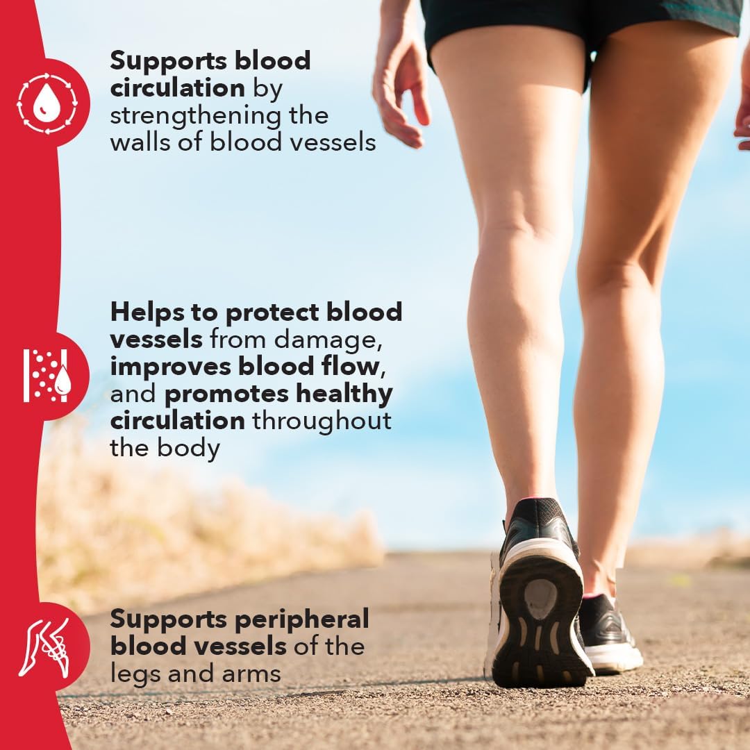 Blood Circulation Support Supplement with Butcher’s Broom, Ginkgo, Cayenne, Grape Seed & Horse Chestnut - Improve Artery, Capillary & Vein Health - 90 Capsules