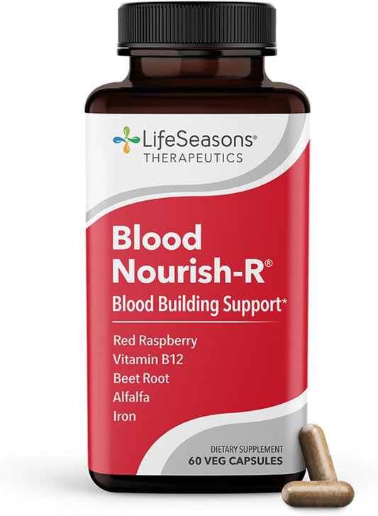 Blood Nourish-R Supplement for Iron Deficiency - Non-Constipating Formula with Iron, Alfalfa, Beet Root, and Vitamin B-12 - Supports Anemia, Fatigue, and Dizziness - 60 Capsules