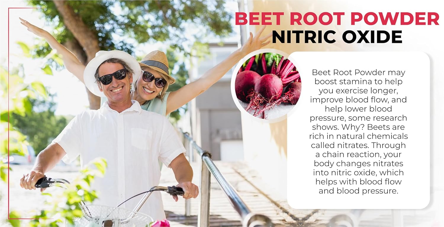 Blood Pressure Support Supplement with Nitric Oxide Production, Beet Energy, Grape Seed Extract & Beet Root Powder - 60 Capsules.
