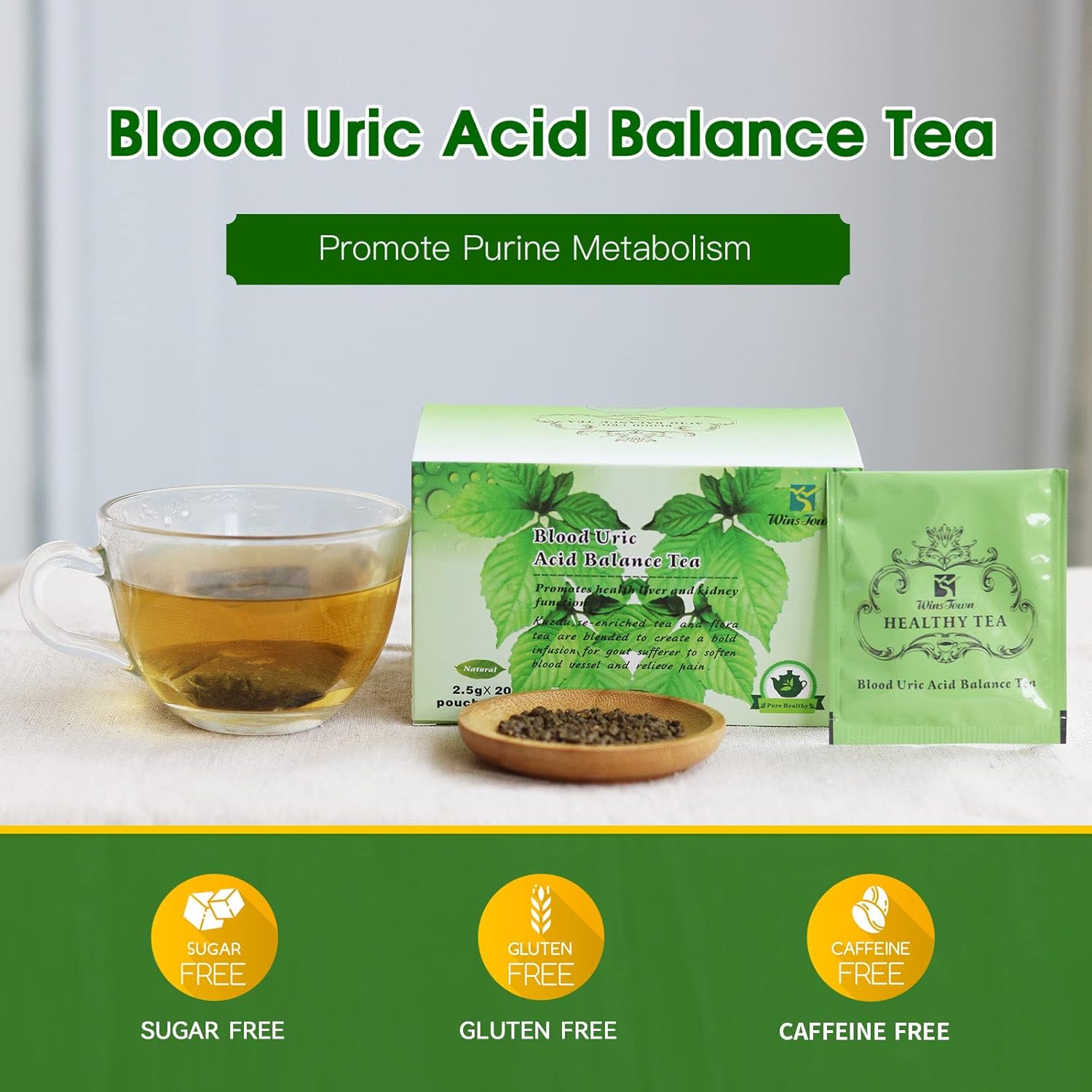 Blood Uric Acid Balance Tea for Gout Relief - 20 Tea Bags to Support Purine Metabolism