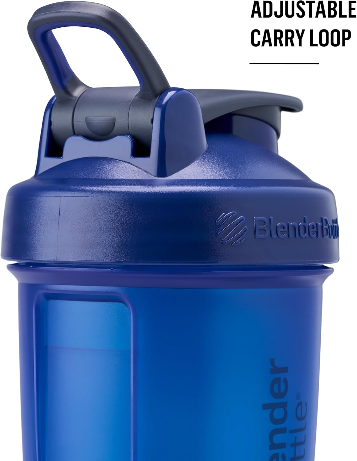 Blue BlenderBottle ProStak System with Pill Organizer - 22 oz Shaker Bottle for Protein Powder Storage