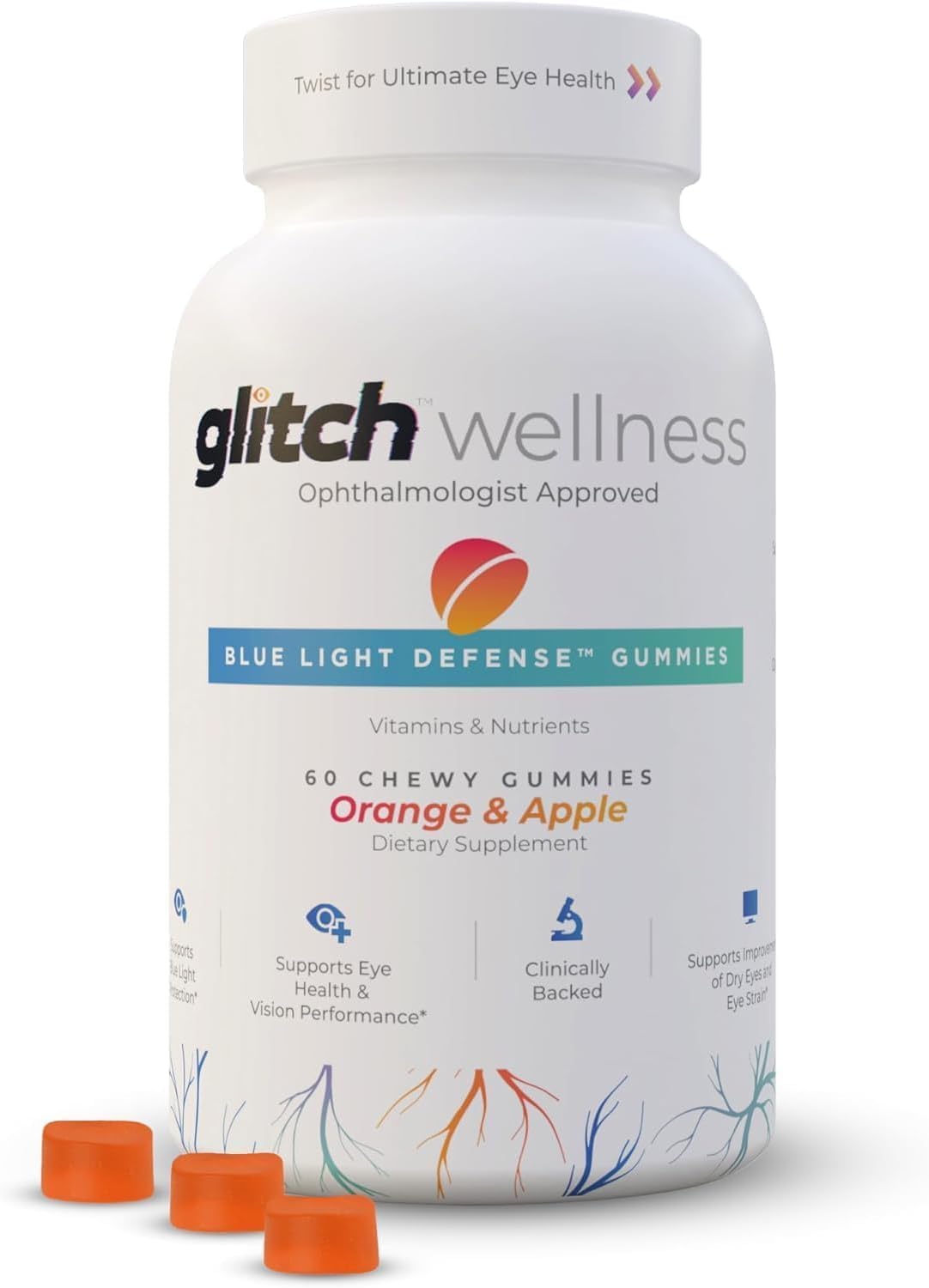 Blue Light Defense Eye Health Gummies - Lutein & Zeaxanthin Supplement for Seniors - Vegan & Delicious Eye Vitamins - 60 Count
